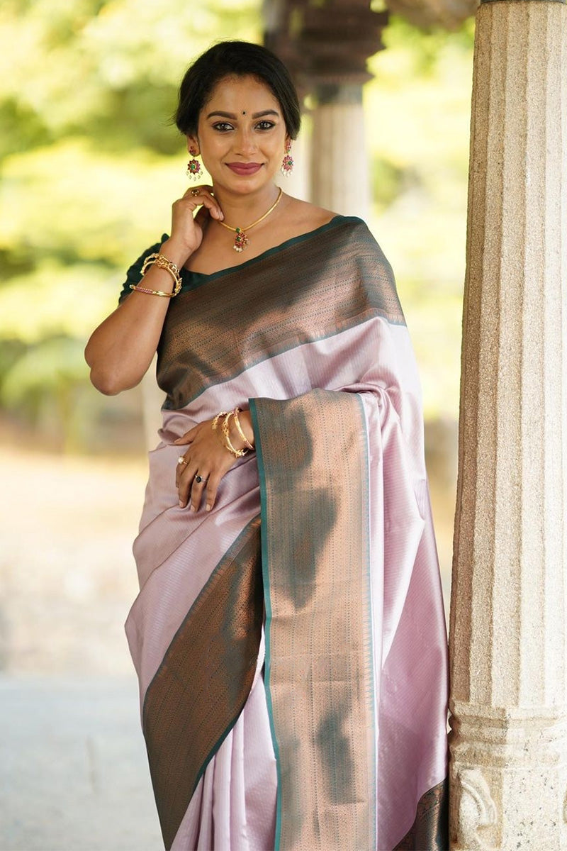 Lovely Baby Pink Color Soft Silk Saree With Blouse Piece