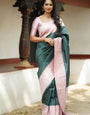 Exquisite Green Color Soft Silk Saree With Blouse Piece