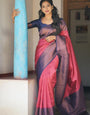 Dalliance Dark Pink Color Soft Silk Saree With Blouse Piece