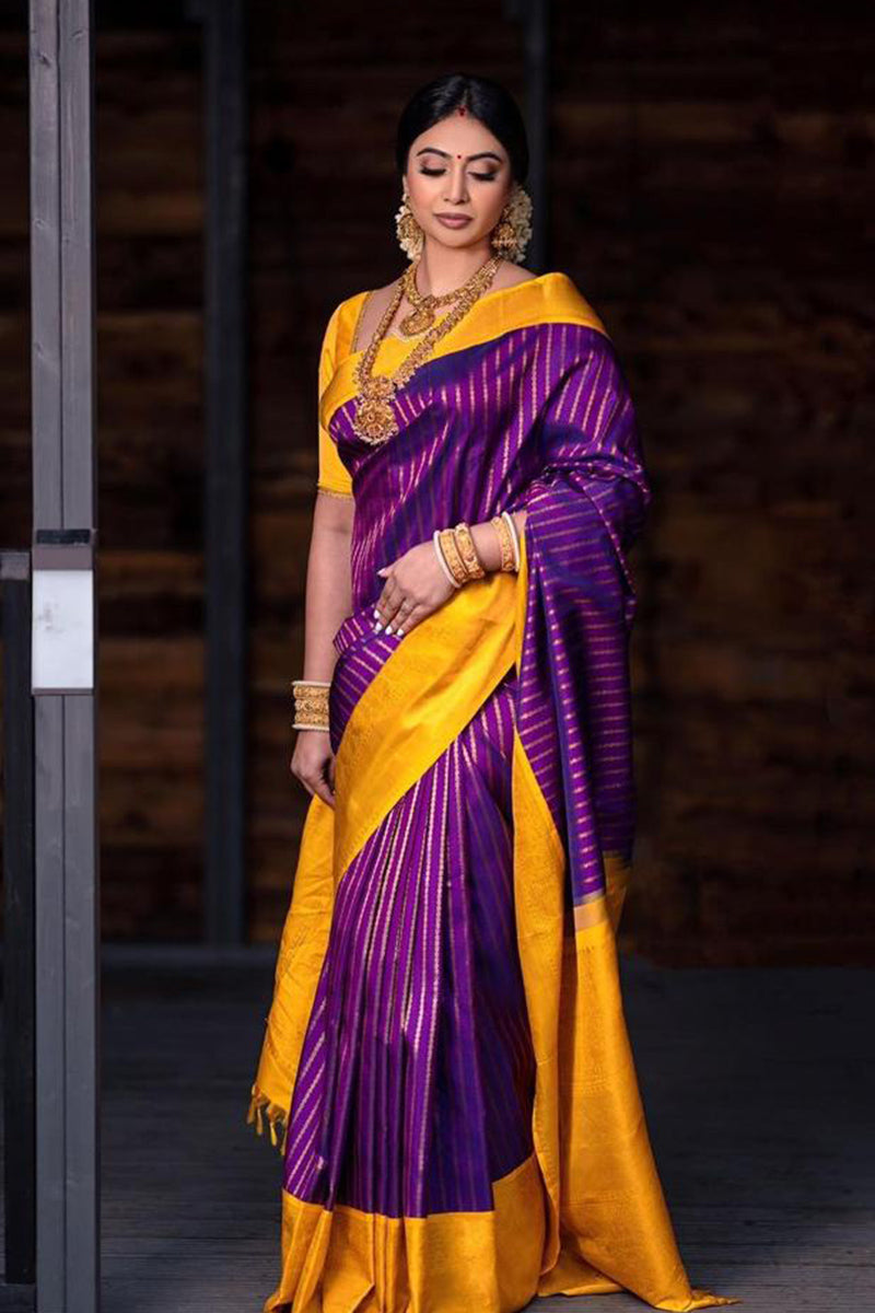 Majesty Magenta Color Soft Silk Saree With Blouse Piece