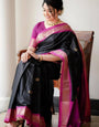 Enticing Black Soft Silk Saree With Blouse Piece