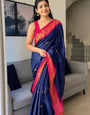 Enticing Blue Soft Silk Saree With Blouse Piece