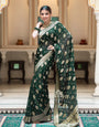 Forbearance Green Soft Silk Saree With Groovy Blouse Piece