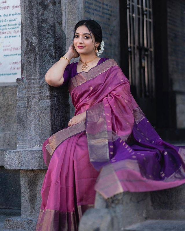 Eloquence Pink Cotton Silk Saree With Flaunt Blouse Piece