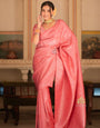 Engaging Pink Soft Silk Saree With Assemblage Blouse Piece