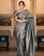 Diaphanous Rama Soft Silk Saree With Stunner Blouse Piece