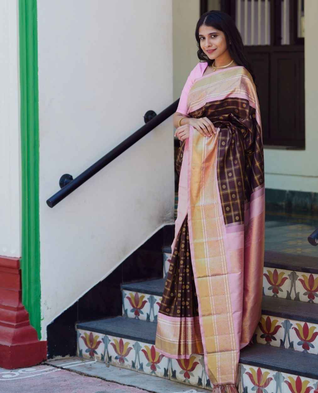 Staggering Brown Soft Silk Saree With Desiring Blouse Piece