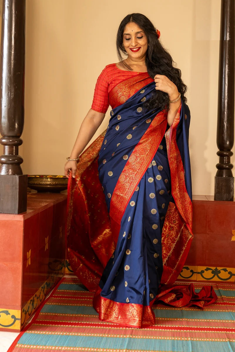 Admirable Blue Soft Silk Saree With Charming Blouse Piece