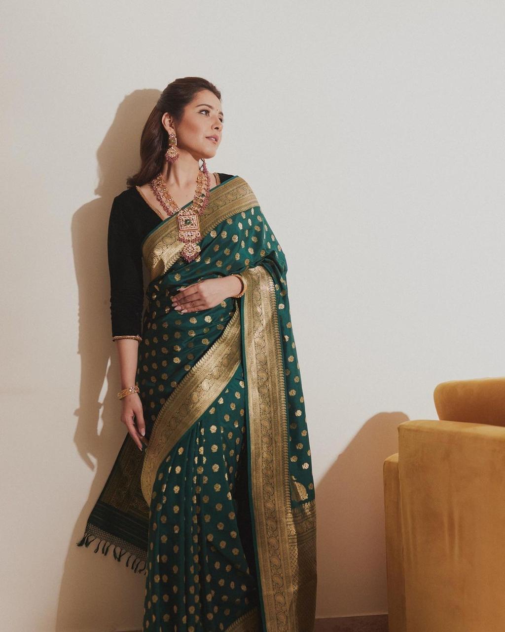 Murmurous Green Soft Silk Saree With Prodigal Blouse Piece