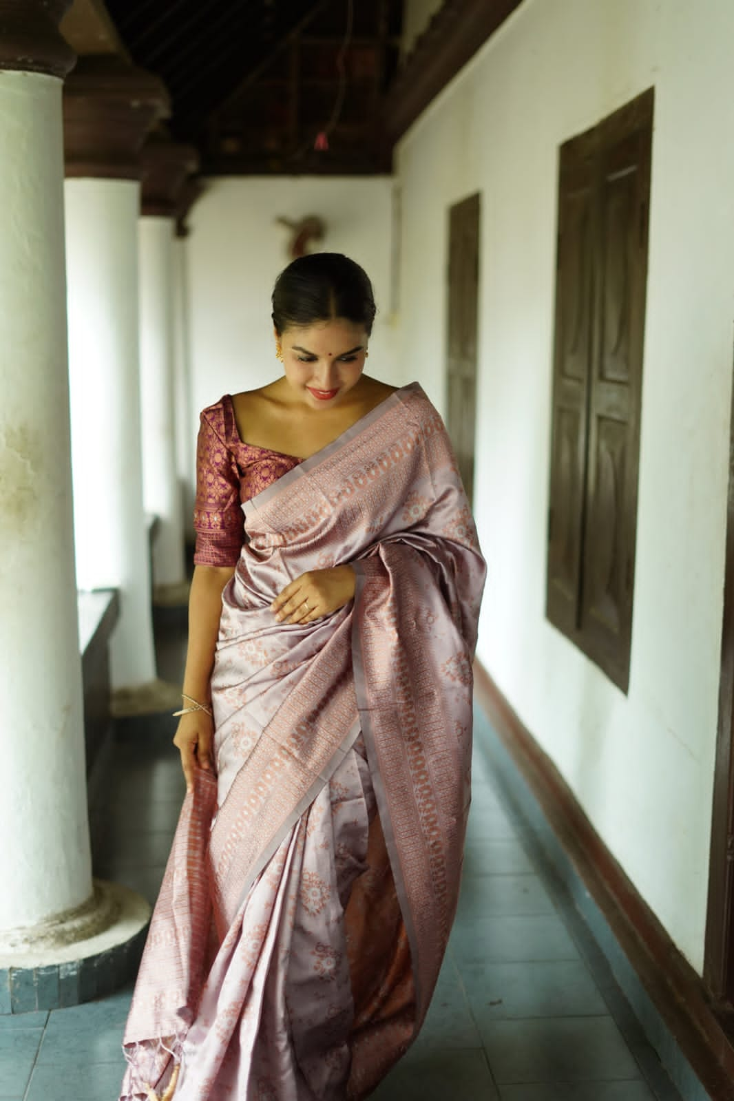 Stunning Cream Soft Silk Saree With Epiphany Blouse Piece