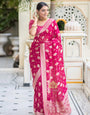 Exuberant Pink Soft Silk Saree With Inspiring Blouse Piece