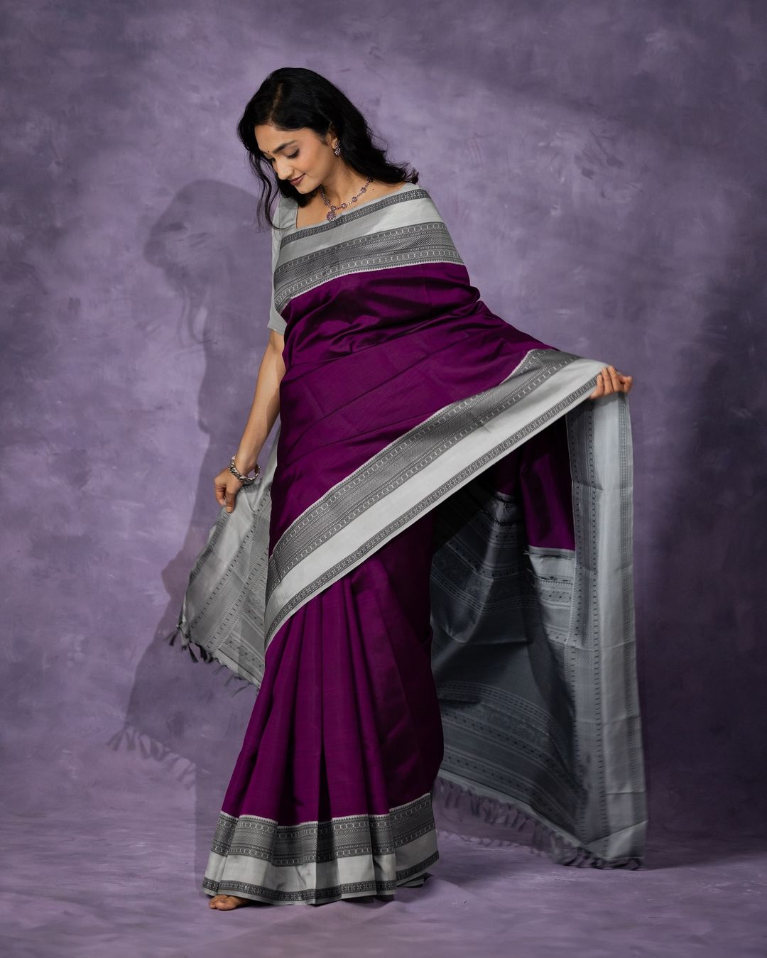 Incredible Purple Soft Silk Saree With Mesmerising Blouse Piece