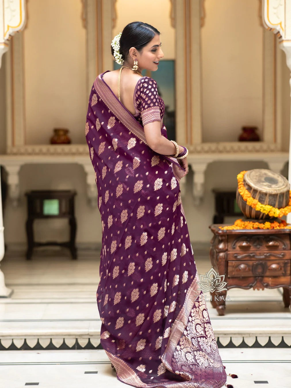 Smart Wine Soft Silk Saree With Most Vestigial Blouse Piece