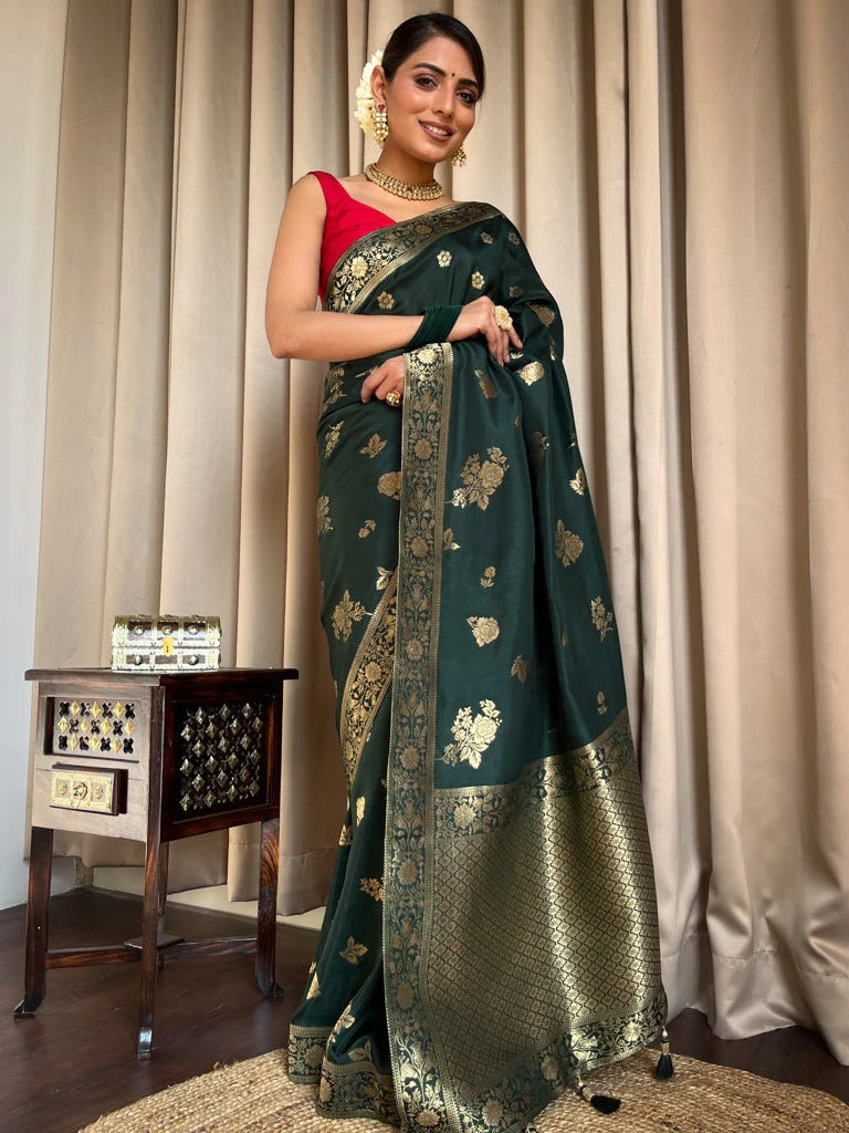 Seraglio Green Soft Silk Saree With Trendy Blouse Piece