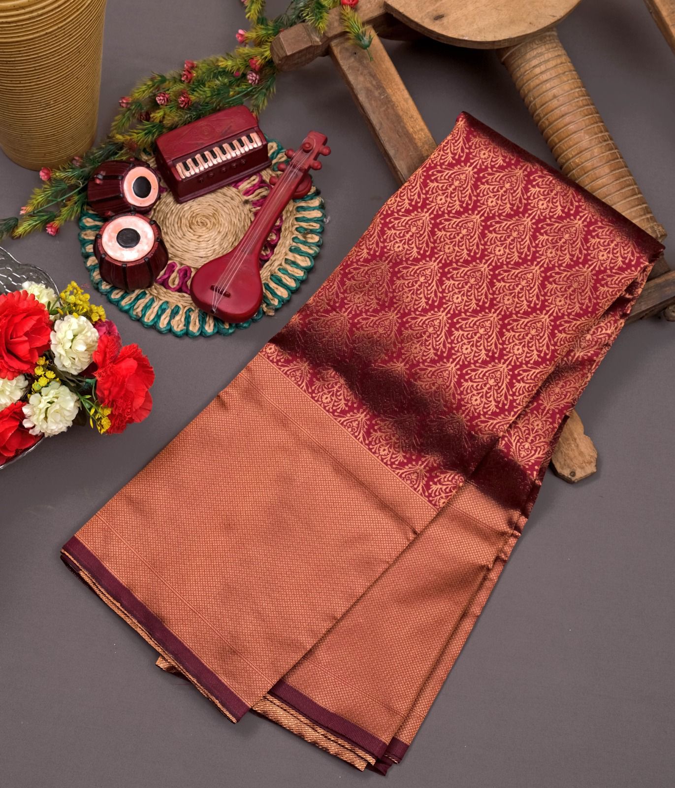 Gorgeous Maroon Soft Banarasi Silk Saree With Blouse Piece