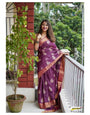 Lagniappe Wine Cotton Silk Saree With Palimpsest Blouse Piece