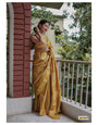 Radiant Yellow Cotton Silk Saree With Tempting Blouse Piece