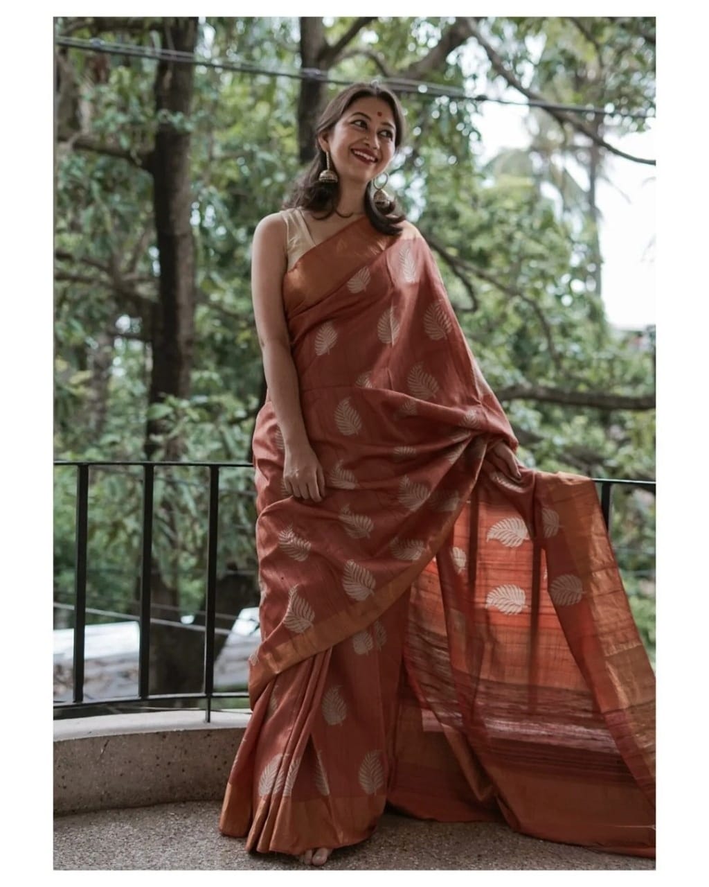 Admirable Brown Cotton Silk Saree With Beleaguer Blouse Piece