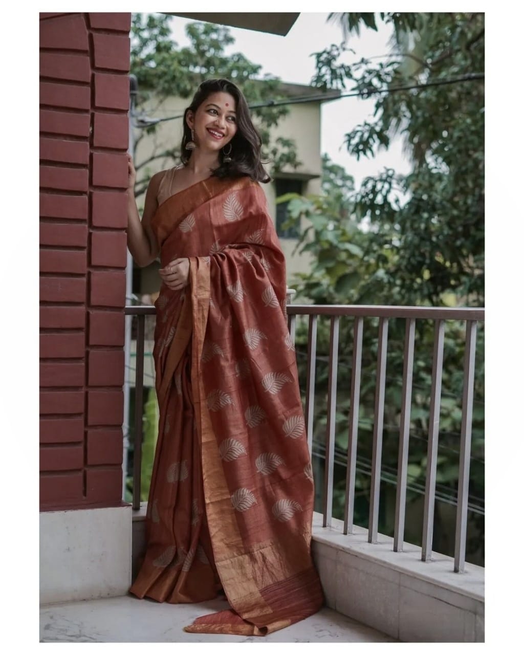 Admirable Brown Cotton Silk Saree With Beleaguer Blouse Piece