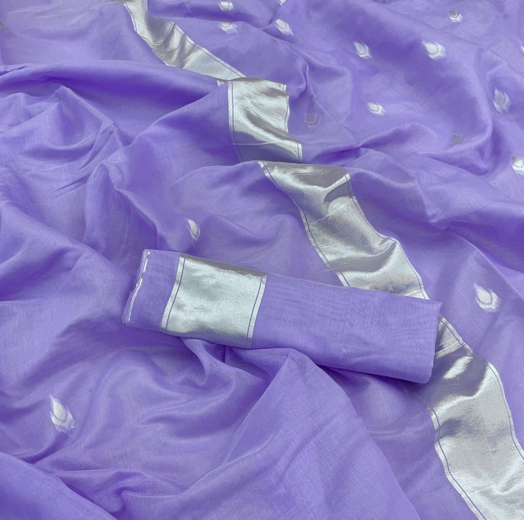 Capricious Lavender Color Cotton Silk Saree With Blouse Piece