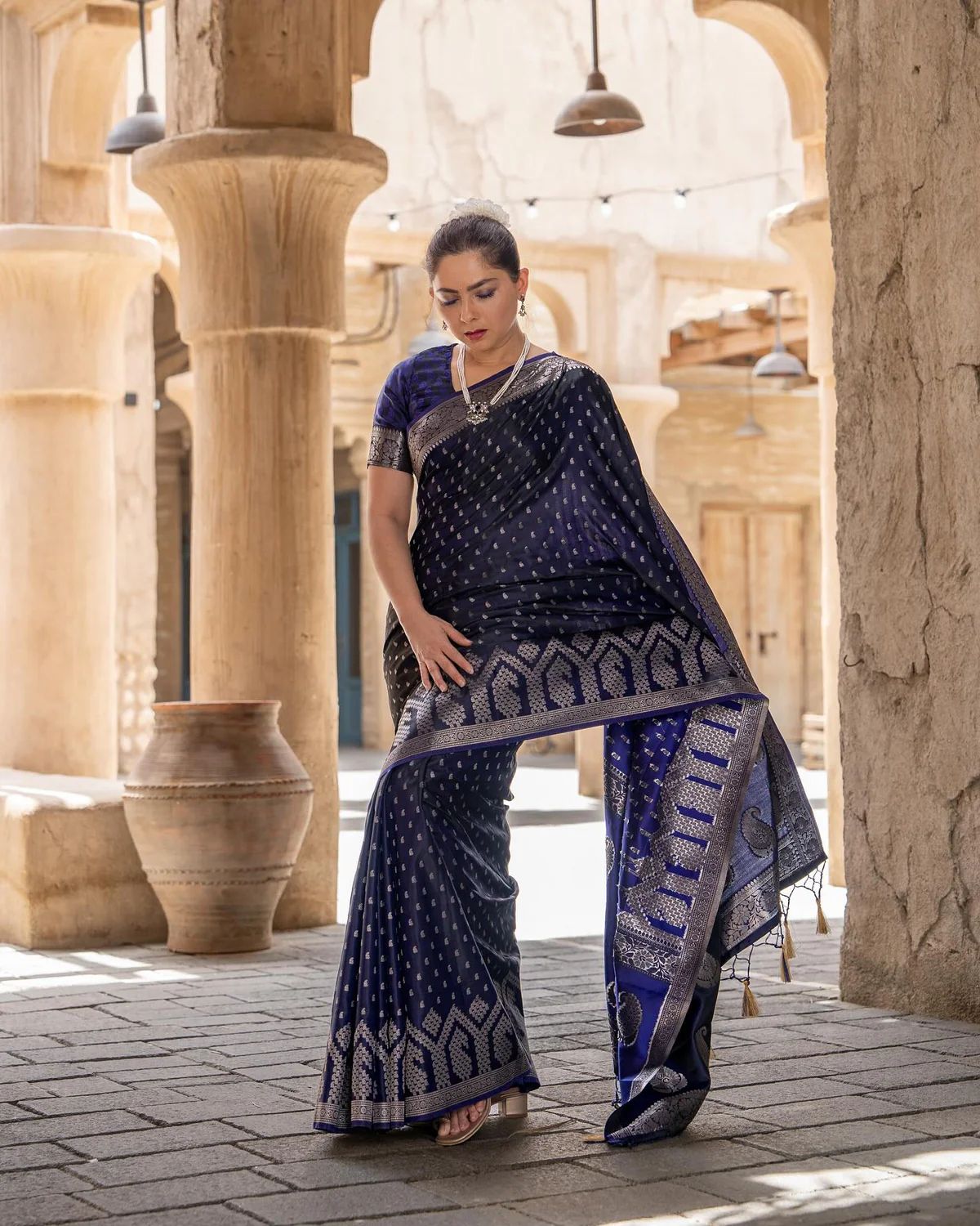 Moiety Blue Soft Silk Saree With Preferable Blouse Piece