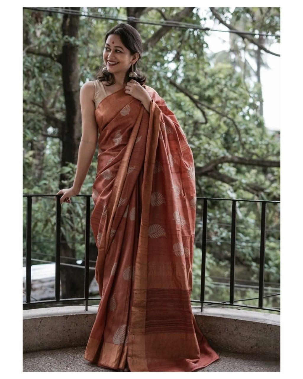 Admirable Brown Cotton Silk Saree With Beleaguer Blouse Piece