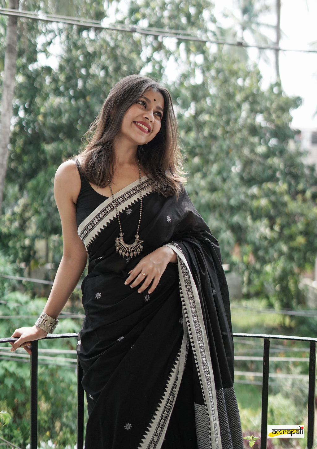 Precious Black Cotton Silk Saree With Supernal Blouse Piece