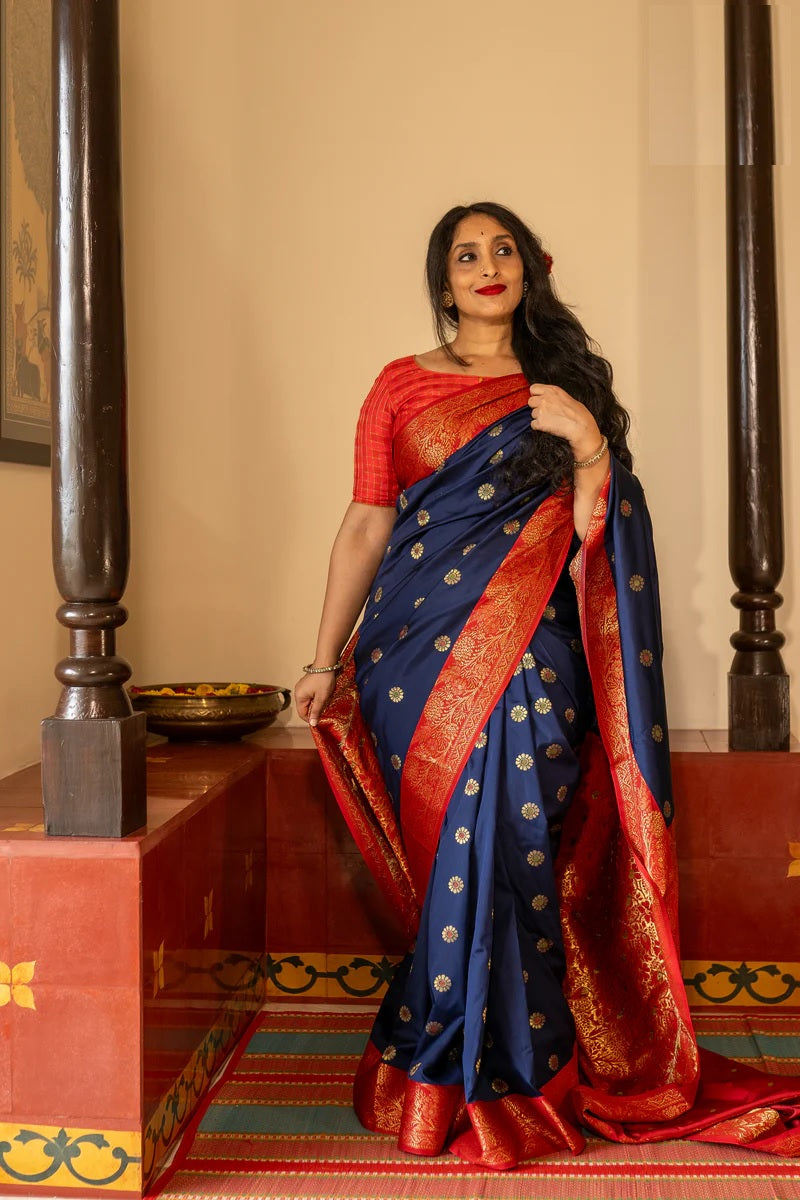 Admirable Blue Soft Silk Saree With Charming Blouse Piece