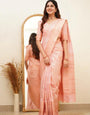 Capricious Baby Pink Soft Silk Saree With Dalliance Blouse Piece