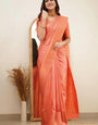 Beauteous Orange Soft Silk Saree With Dalliance Blouse Piece