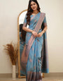 Beauteous Teal Blue Soft Silk Saree With Dalliance Blouse Piece