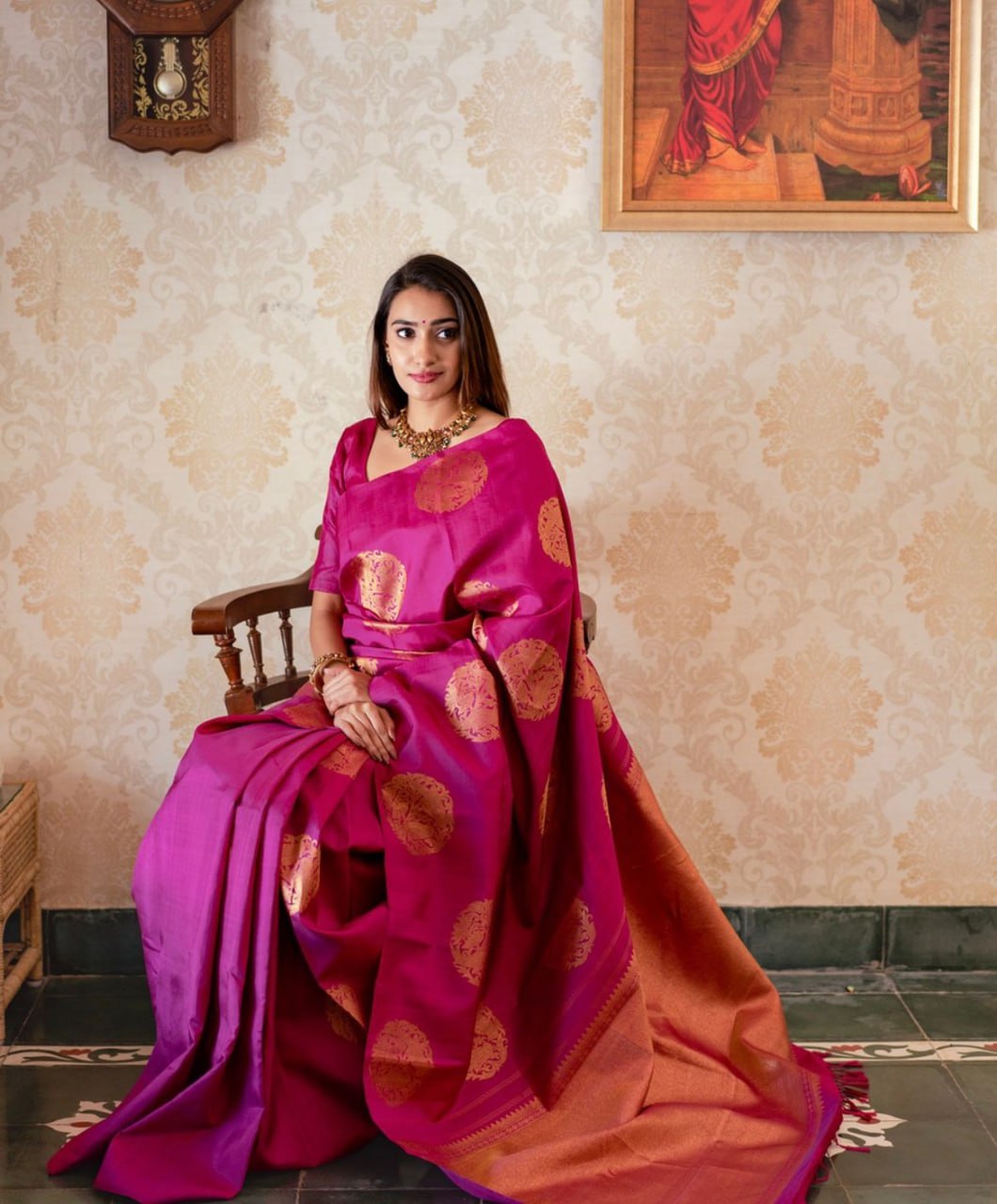 Charming Pink Soft Banarasi Silk Saree With Delectable Blouse Piece