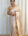Bewitching White Soft Banarasi Silk Saree With Prominent Blouse Piece