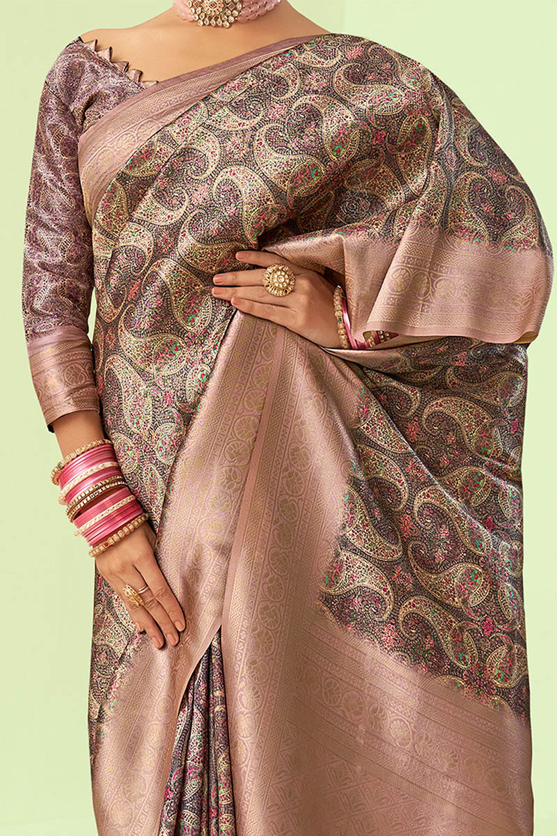 Marvellous Brown Soft Silk Saree With Phenomenal Blouse Piece