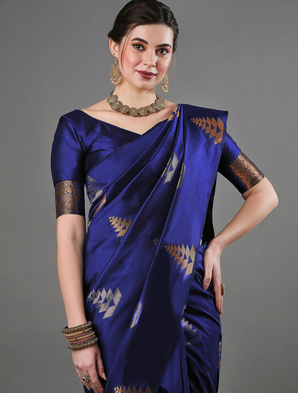 Hypnotic Royal Blue Soft Silk Saree With Ideal Blouse Piece