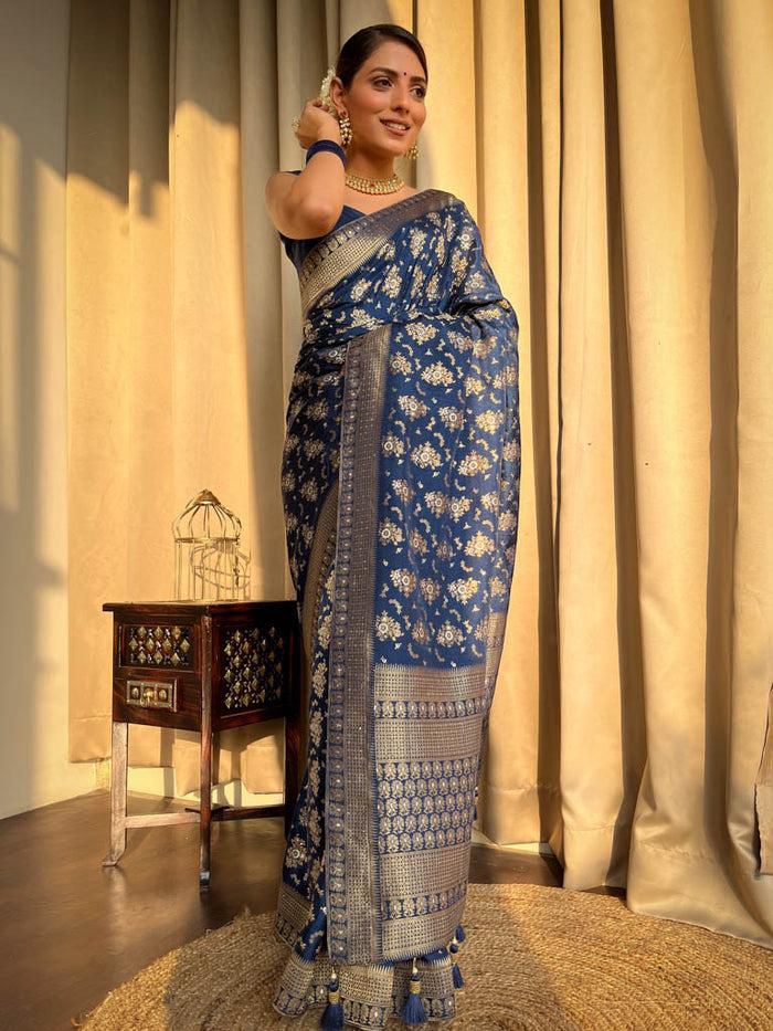 Staring Blue Soft Silk Saree With Prodigal Blouse Piece