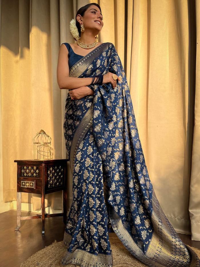 Staring Blue Soft Silk Saree With Prodigal Blouse Piece