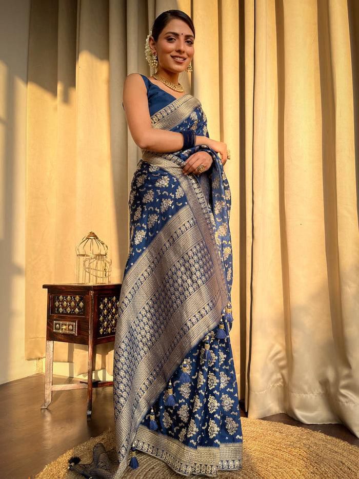 Staring Blue Soft Silk Saree With Prodigal Blouse Piece