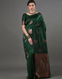 Lagniappe Green Soft Silk Saree With Magnetic Blouse Piece