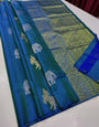 Flameboyant Rama Soft Silk Saree With Mesmeric Blouse Piece