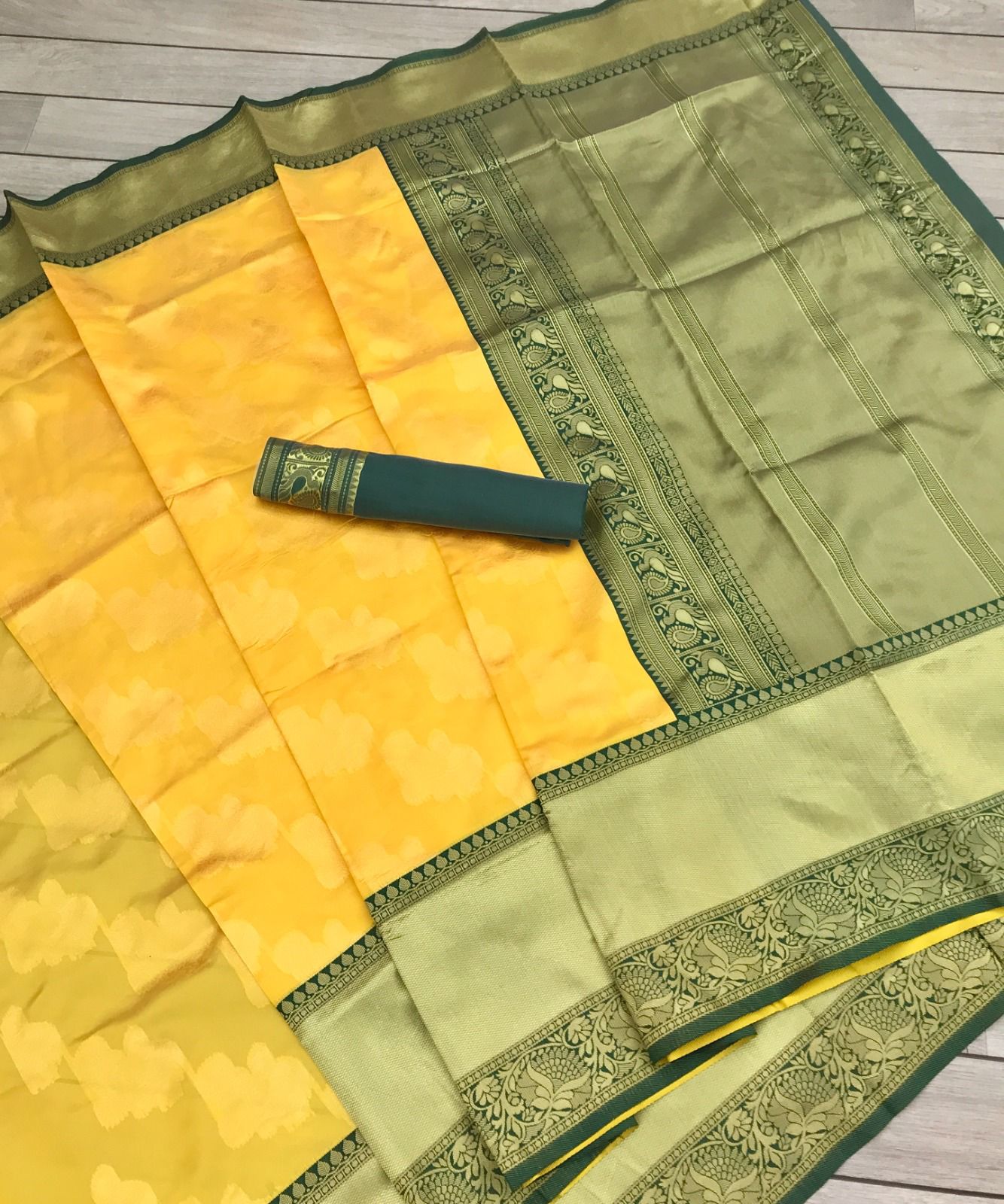 Skinny Yellow Soft Banarasi Silk Saree With Confounding Blouse Piece