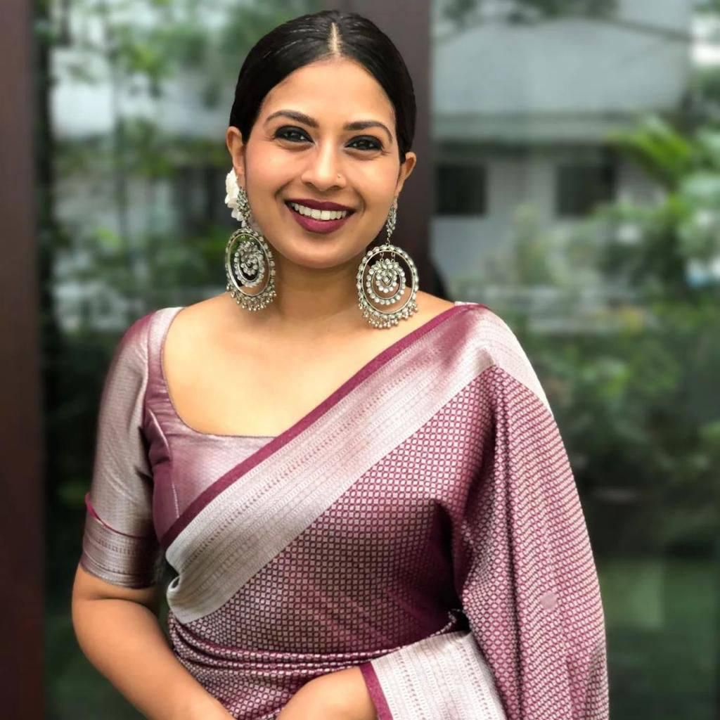 Charming Brown Soft Silk Saree with Imbrication Blouse Piece