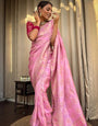 Admirable Baby Pink Soft Silk Saree With Effervescent Blouse Piece