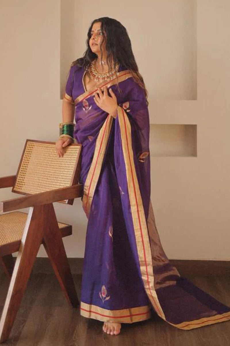 Snazzy Purple Soft Silk Saree With Propinquity Blouse Piece