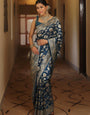 Sophisticated Rama Soft Silk Saree With Enticing Blouse Piece