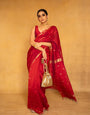 Sensational Red Cotton Silk Saree With Tremendous Blouse Piece