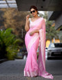 Adorable Pink Soft Silk Saree With Bewitching Blouse Piece