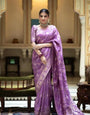 Flameboyant Lavender Soft Silk Saree With Mesmeric Blouse Piece