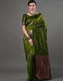 Palimpsest Mahendi Soft Silk Saree With Radiant Blouse Piece