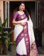 Divine Off White Soft Silk Saree With Evanescent Blouse Piece